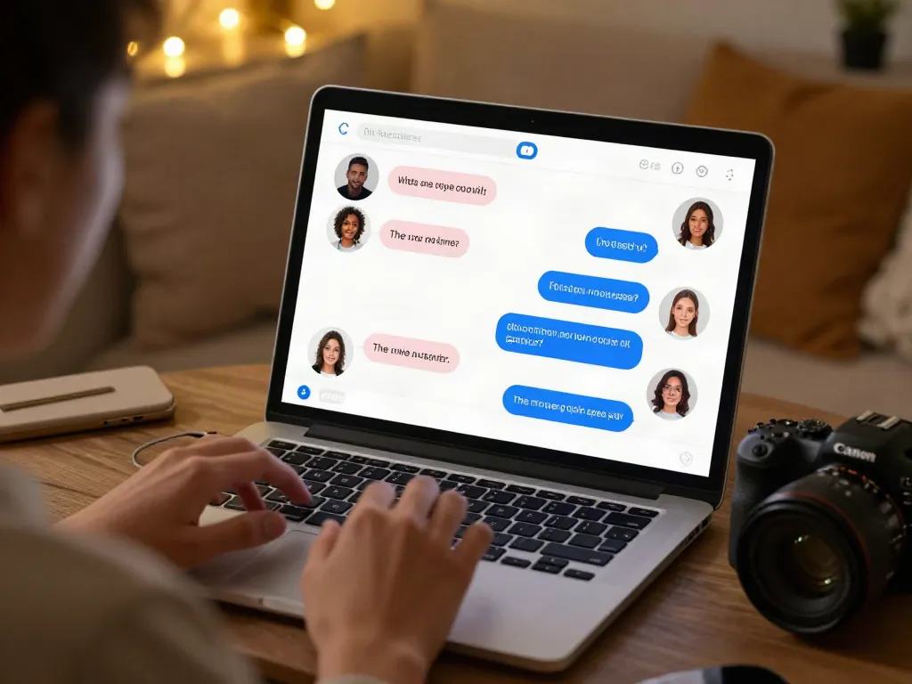 AI chat porn interaction scene with engaging character avatars in a cozy setting